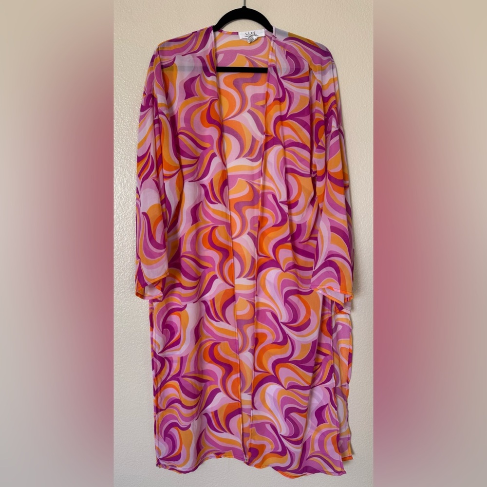 L.I.F.E. Beach Coverup Kimono Sz M